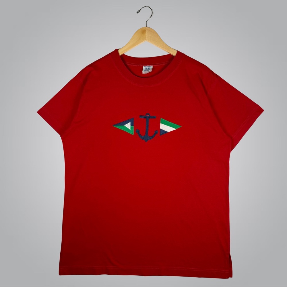 Vintage Kelly’s Kids Anchor Embroidered Red Short Sleeve T-Shirt XL